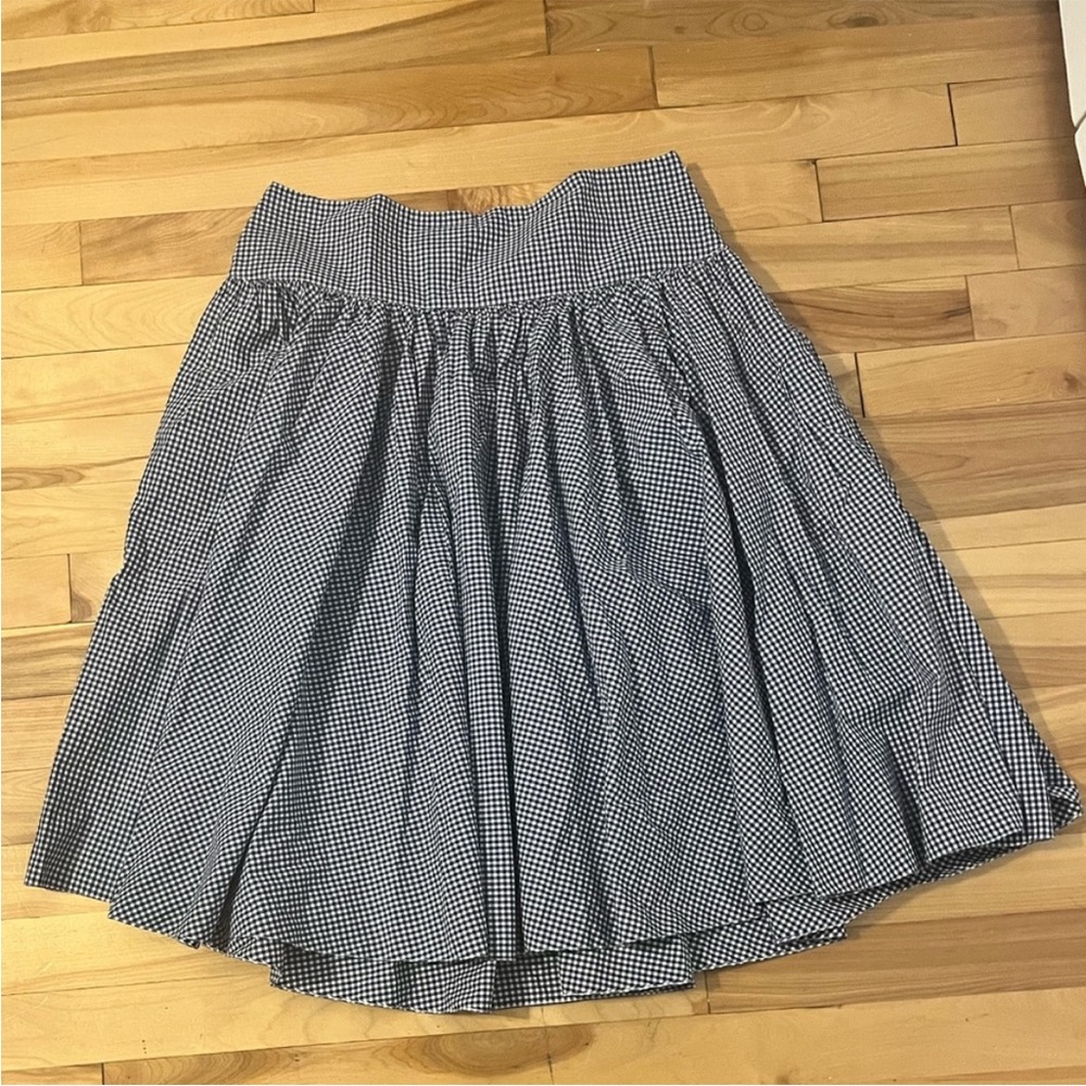 Ralph Lauren Navy and White Gingham Full Skirt - Size 8